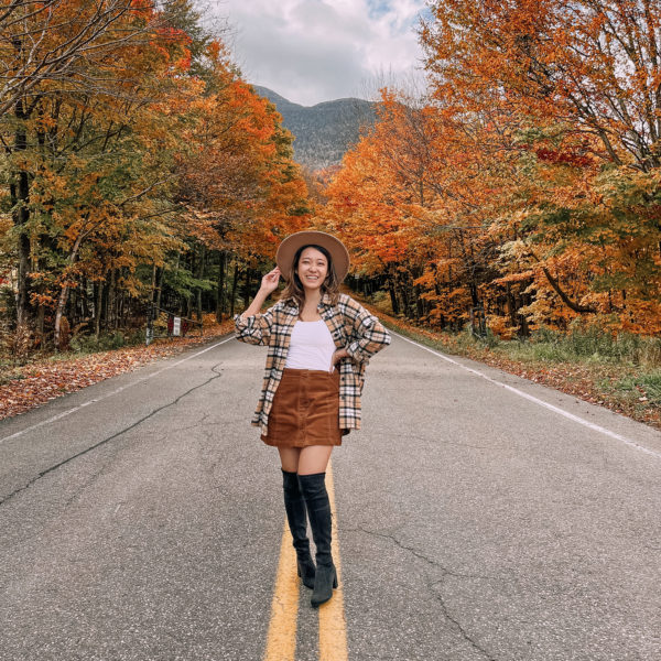 Smuggler's Notch plaid outfit in middle of road Smuggler's Notch